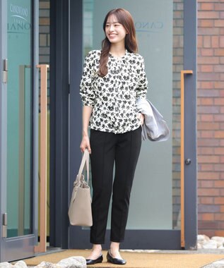 Tiaclasse 【安田美沙子さん着用・日本製・洗える】ジョーゼットピンタックテーパードパンツ ブラック