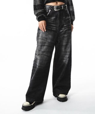 WEGO 【ユニセックス着用ITEM】スーパーバギーダーティデニムパンツ デニムブラックソノタ