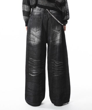 WEGO 【ユニセックス着用ITEM】スーパーバギーダーティデニムパンツ デニムブラックソノタ