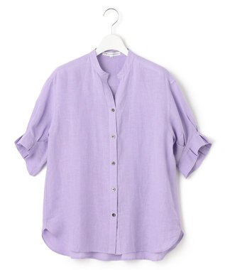 23区 S 【洗える】LIBECO スキッパーブラウス ライラック系