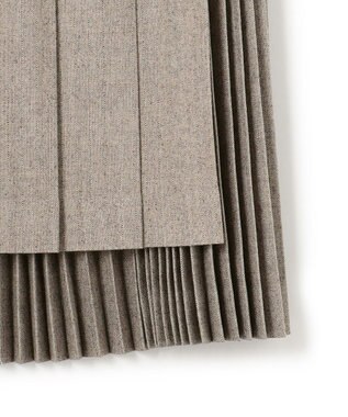 BEIGE， NATION / ウールヘリンボーンラッププリーツスカート C.Gray