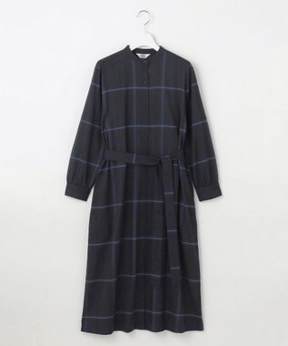 J.PRESS LADIES L 【洗える】テトロンレーヨン/ウール milledタータン ワンピース ネイビーチェック系