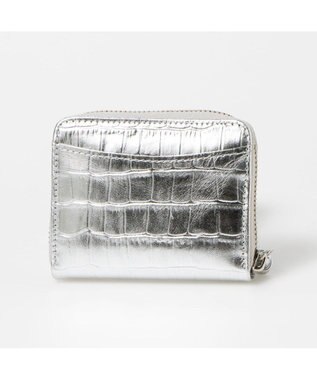 UNBILLION ペルケ perche / メタリッククロコ・ジャバラカードウォレット シルバー