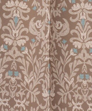 自由区 【洗える】ダマスクフローラルプリントテーパード パンツ モカ