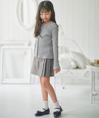 組曲 KIDS 【150-160㎝】セーラーカラー リブトップス グレー