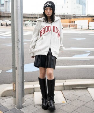 WEGO グラフィックBIGZIPパーカー オートミール