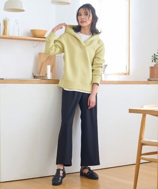 ANY 【洗える】ライトウエイト スリットネックパーカー ピスタチオ