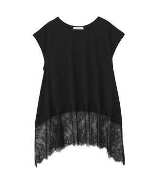 Green Parks 裾レースイレヘムフレンチＴシャツ Black