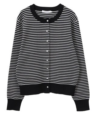 AMERICAN HOLIC クルーネックニットカーディガン Border Black