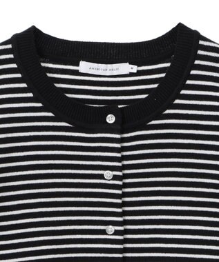 AMERICAN HOLIC クルーネックニットカーディガン Border Black