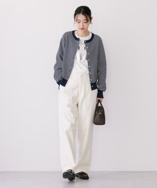 AMERICAN HOLIC クルーネックニットカーディガン Border Navy