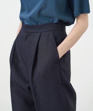 ATON LINEN WEATHER | タックパンツ NAVY