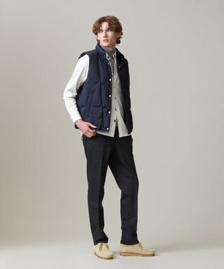 J.PRESS MEN ウールコットン ダブルカバーツイルシャツ アイボリー系