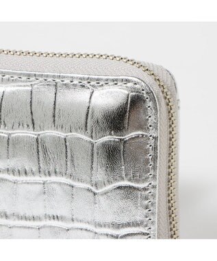 UNBILLION ペルケ perche / メタリッククロコ・ジャバラカードウォレット シルバー