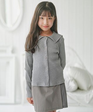 組曲 KIDS 【150-160㎝】セーラーカラー リブトップス グレー