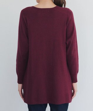 Tiaclasse L 【洗える】キーネックラメニットチュニック ワインレッド