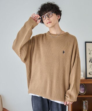 WEGO U.S. POLO ASSN.|別注畔編みニットプルオーバー ベージュ