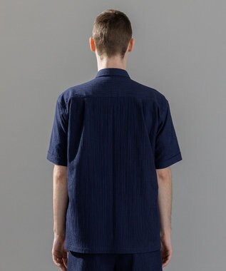 JOSEPH HOMME 新素材【通気性/洗える/ストレッチ】トリコワッシャーストレッチ　レギュラーカラー半袖シャツ ネイビー系