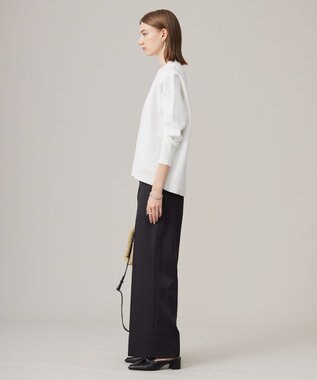 ICB L 【CLASSY.1月号掲載・2WAY・洗える】 クリアサテン ワイドストレートパンツ ブラック系