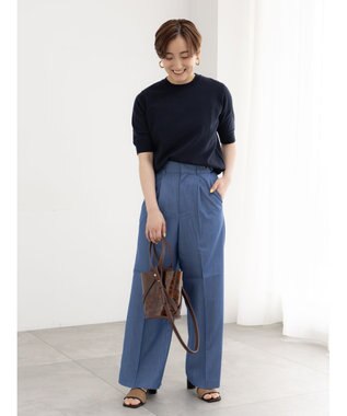 Te chichi 14G天竺ハーフスリーブニットプルオーバー ネイビー