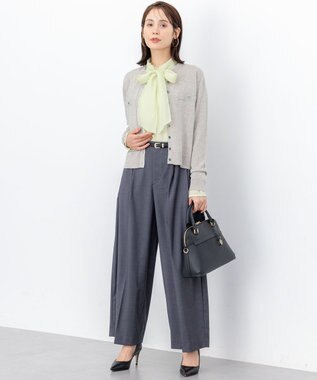 組曲 L 【WEB限定】シャイニーオーガンボウタイ付き ブラウス ライムイエロー系