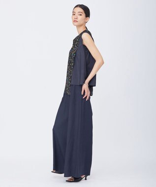 ICB 【Saki Tanakaさんコラボ】コラボプリント ノースリーブブラウス プリント×ネイビー系