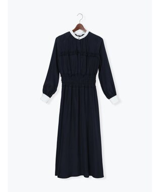 Te chichi バイカラーシャーリングワンピース ネイビー