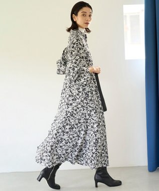 UNFILO 【大好評により新色追加！】プリントワンピース オフ×ブラック