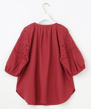 ANY SIS 【洗える】カットワークエンブロイダリー ブラウス レッド