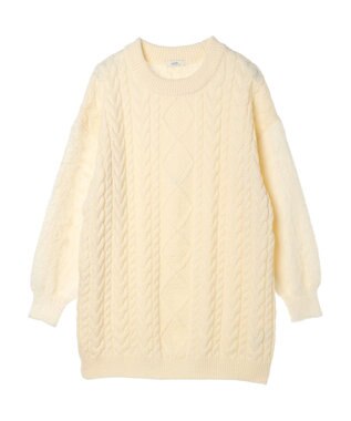 earth music&ecology 袖ファーケーブルミニワンピース Ivory