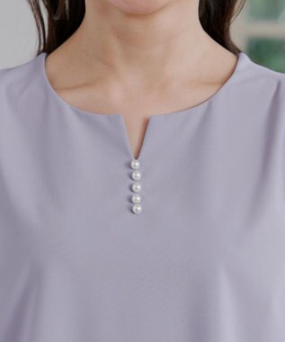 Tiaclasse 【洗える】ブラウス見えフレアスリーブカットソー ラベンダー