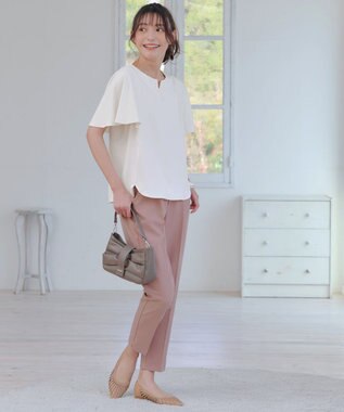 Tiaclasse 【洗える】ブラウス見えフレアスリーブカットソー オフホワイト