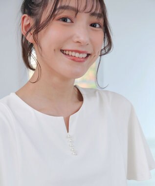 Tiaclasse 【洗える】ブラウス見えフレアスリーブカットソー オフホワイト