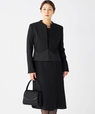  【ストレッチ/前開きワンピース】平二重 ジャケット+ワンピース