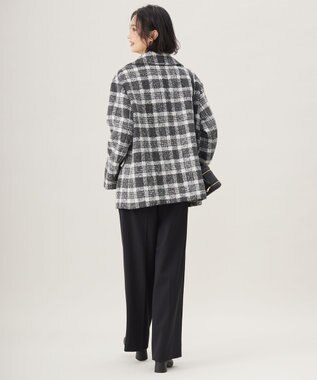 自由区 S BALLIループミルドチェック コート グレー×オフ