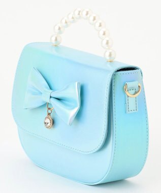 ANY KIDS リボンエナメル2WAY バッグ サックスブルー