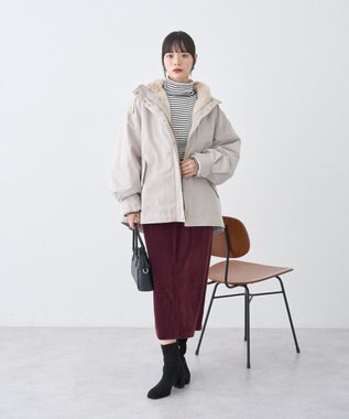 earth music&ecology コーデュロイナロースカート Bordeaux