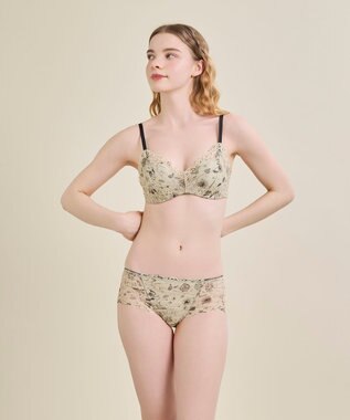 une nana cool 【リニューアル】364ブラ レース MADE WITH LIBERTY FABRIC ベージュ×ブラック