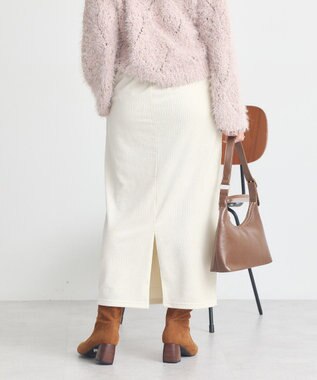 earth music&ecology コーデュロイナロースカート Ivory