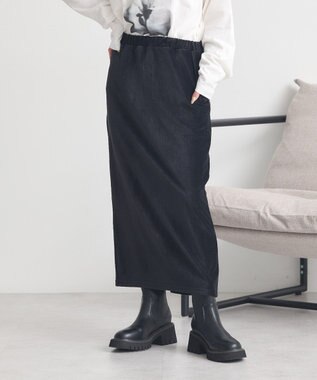 earth music&ecology コーデュロイナロースカート Black