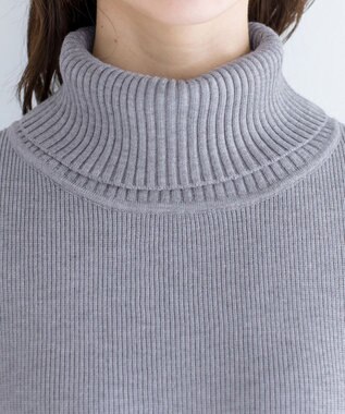 Tiaclasse 【洗える】華のあるニットタートルワンピース グレー