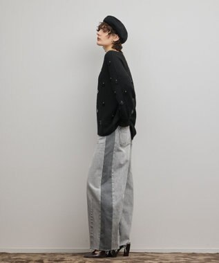 GRACE CONTINENTAL スパンコールニットトップ ブラック