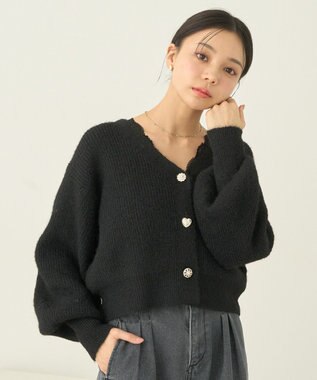 earth music&ecology アソートキラキラボタンカーディガン Black