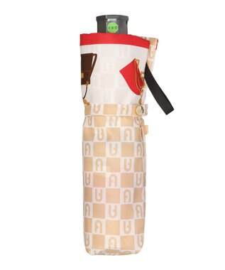 MOONBAT FURLA 折りたたみ傘 チャーム＆ロゴプリント UV 耐風 日本製 ベージュ
