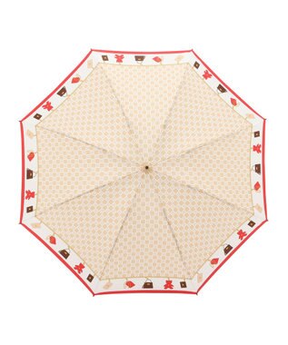 MOONBAT FURLA 折りたたみ傘 チャーム＆ロゴプリント UV 耐風 日本製 ベージュ