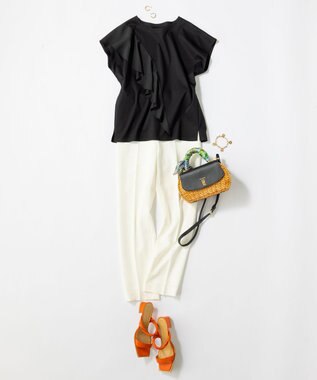 23区 【洗える】トロピカル2WAYストレッチ テーパード パンツ ホワイト系