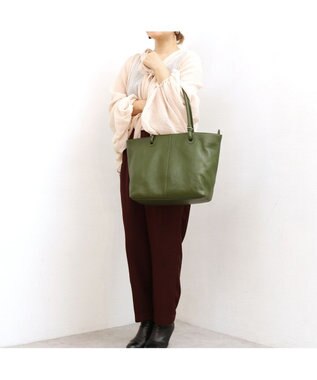 UNBILLION アトランタ ATLANTA / 牛革ハトメあおりトートL グリーン