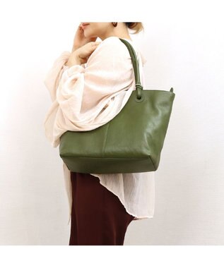 UNBILLION アトランタ ATLANTA / 牛革ハトメあおりトートL グリーン