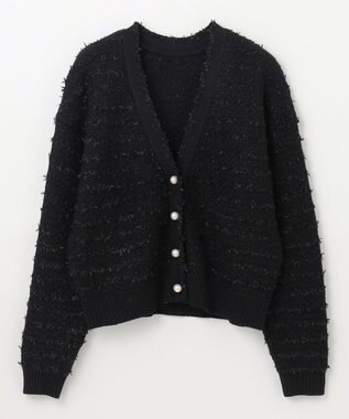 GRACE CONTINENTAL ラメツイードニットカーディガン ブラック