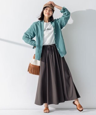 23区 【洗える】ライトピケジャージー フレアスカート グレー系